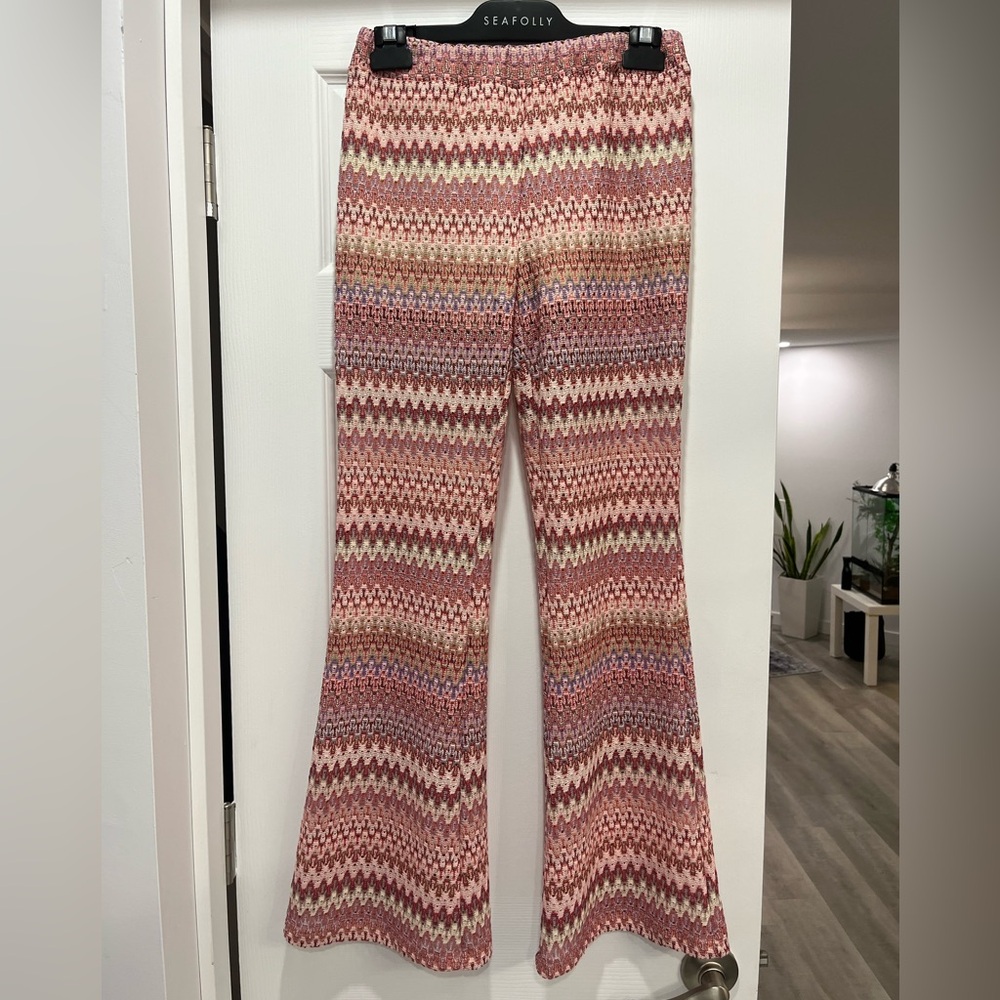 Joe Benbasset Zig Zag Chevron Wide Leg Swim Cover Up Lace Pants Size Small